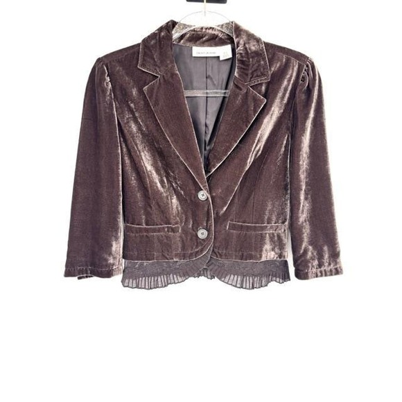 Dkny Jackets & Blazers - Vintage Y2K Velvet Lace Trim Blazer‎ Cropped Ruffle Dark Fairy Whimsigoth DKNY